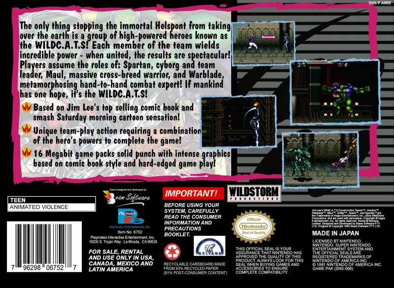 Jim Lee's WildC.A.T.S: Covert Action Teams box back