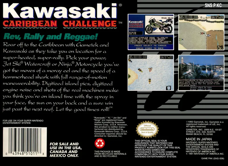 Kawasaki Caribbean Challenge box back