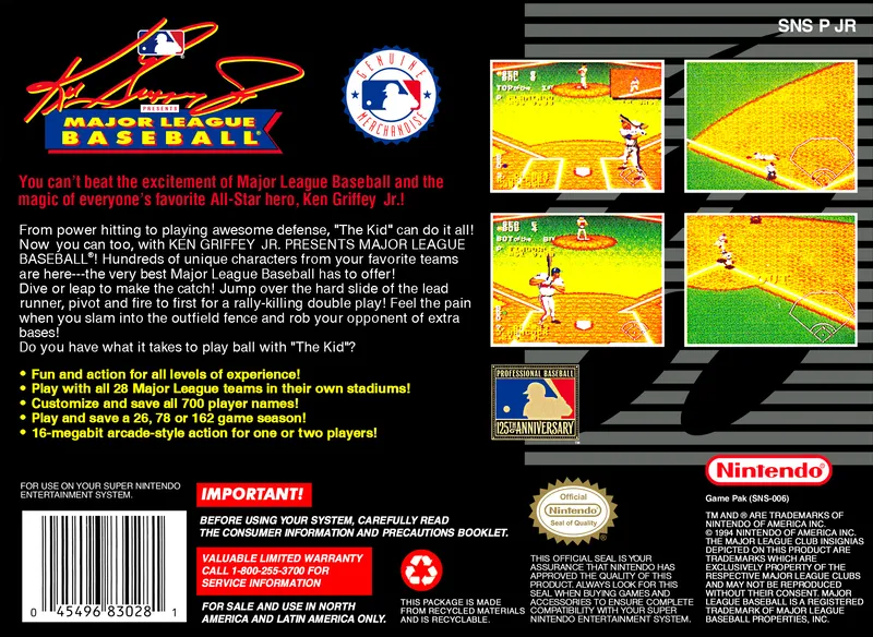 Ken Griffey Jr. Presents Major League Baseball box back