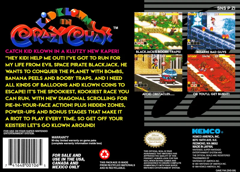 Kid Klown in Crazy Chase box back