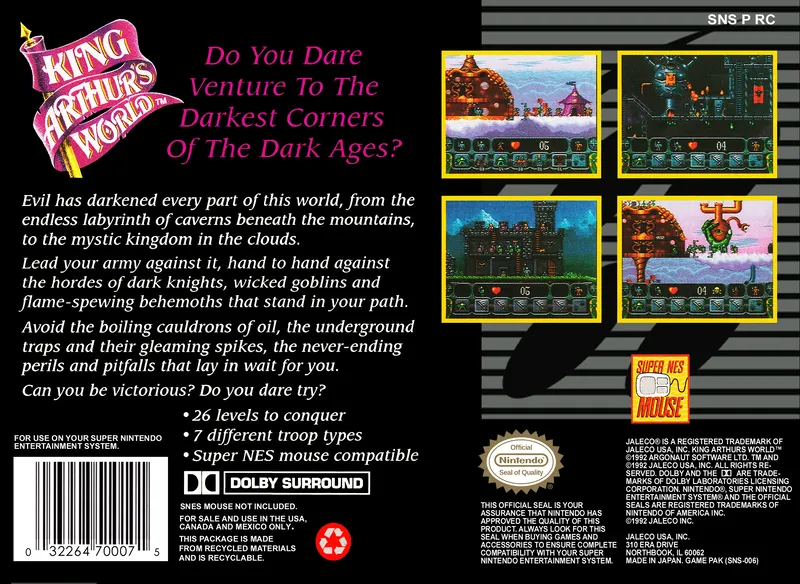 King Arthur's World box back