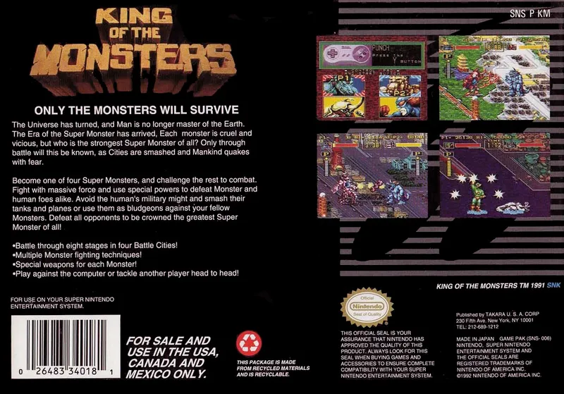 King of the Monsters box back