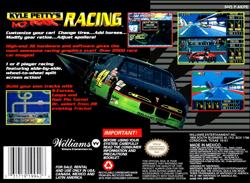 Kyle Petty's No Fear Racing box back