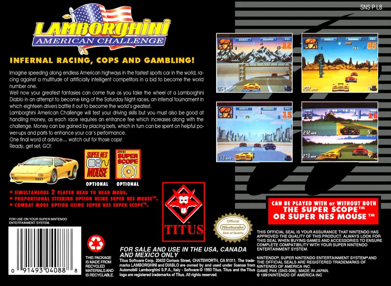 Lamborghini: American Challenge box back