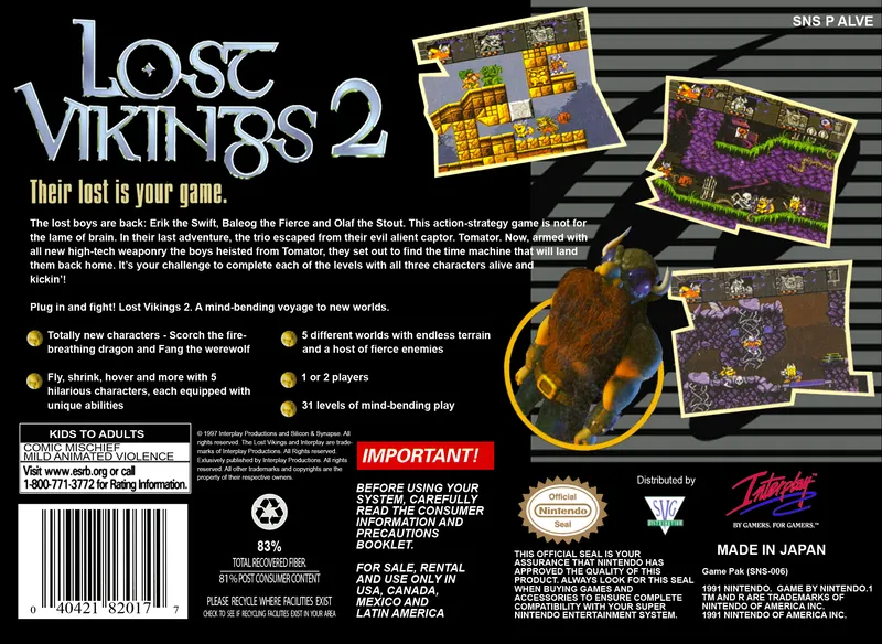 Lost Vikings 2 box back