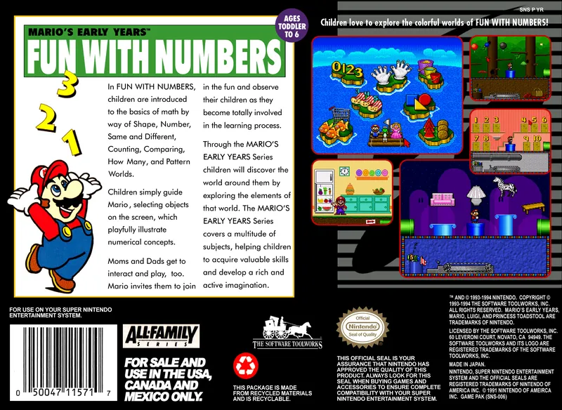 Mario's Early Years: Fun with Numbers box back