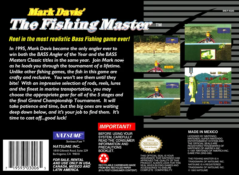 Mark Davis' The Fishing Master box back