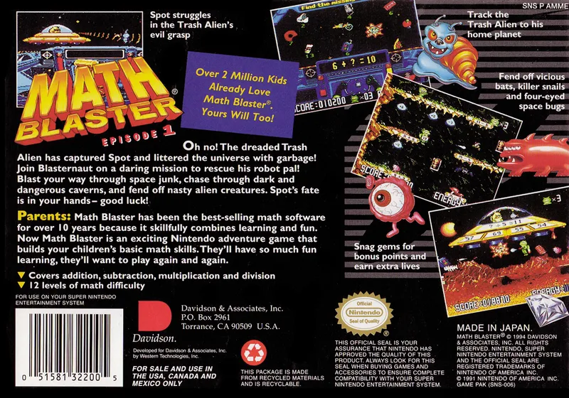 Math Blaster: Episode 1 box back