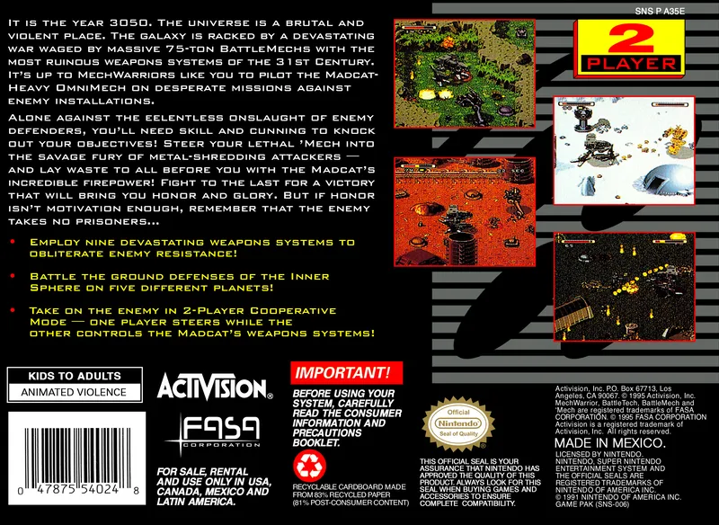 MechWarrior 3050 box back