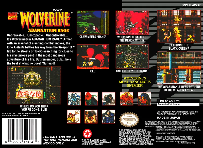 Wolverine: Adamantium Rage box back