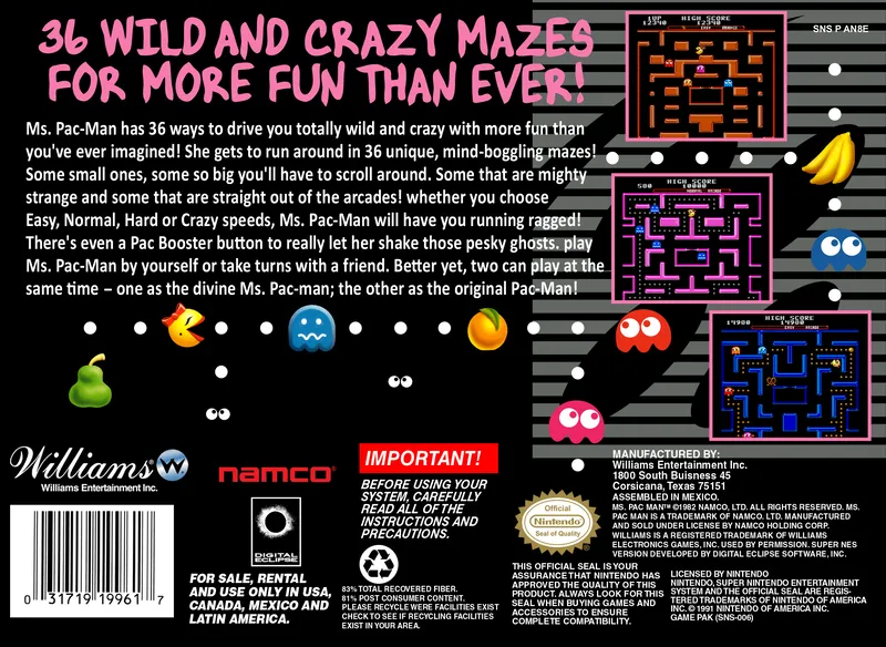 Ms. Pac-Man box back