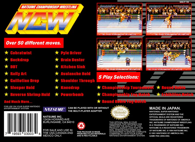 Natsume Championship Wrestling box back