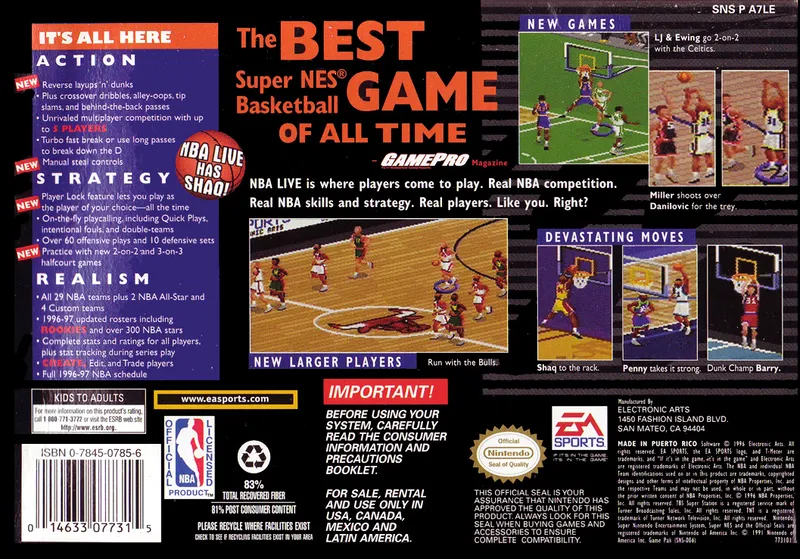 NBA Live 97 box back