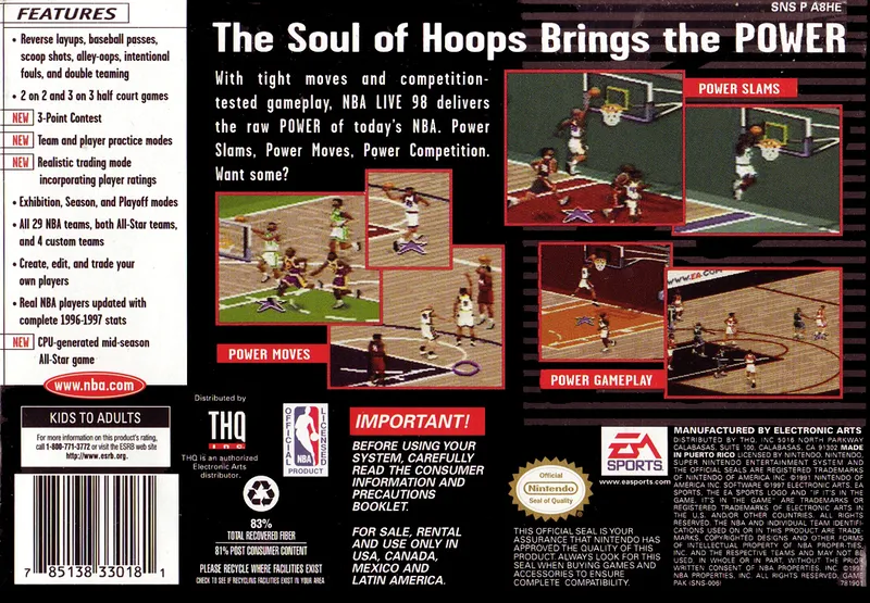 NBA Live 98 box back