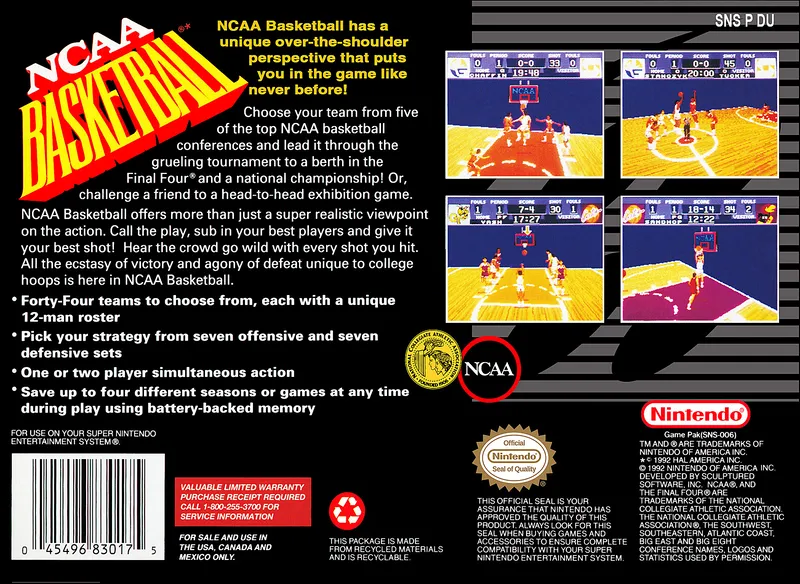 NCAA Basketball box back