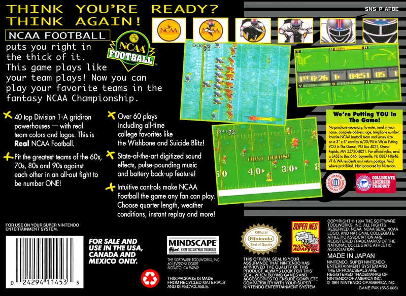 NCAA Football box back