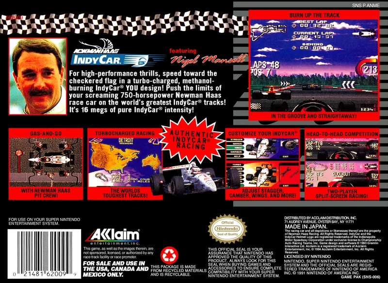 Newman Haas IndyCar featuring Nigel Mansell box back