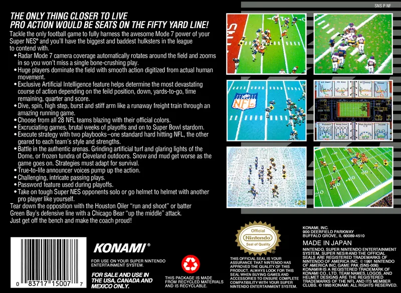 NFL Football box back