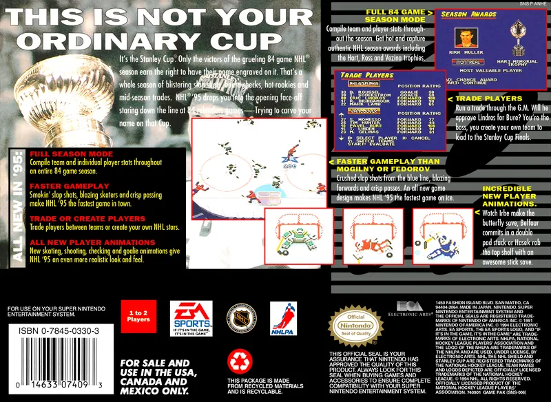 NHL 95 box back