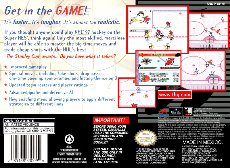 NHL 97 box back