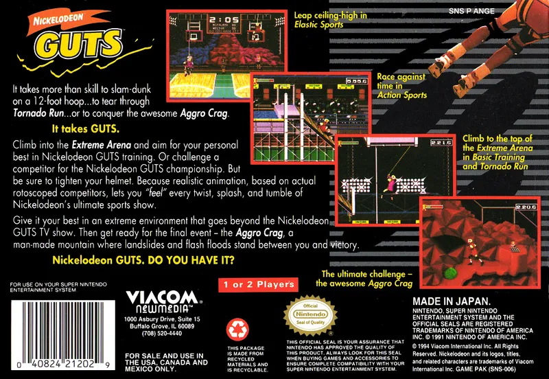 Nickelodeon GUTS box back