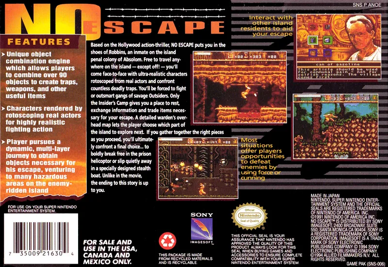 No Escape box back