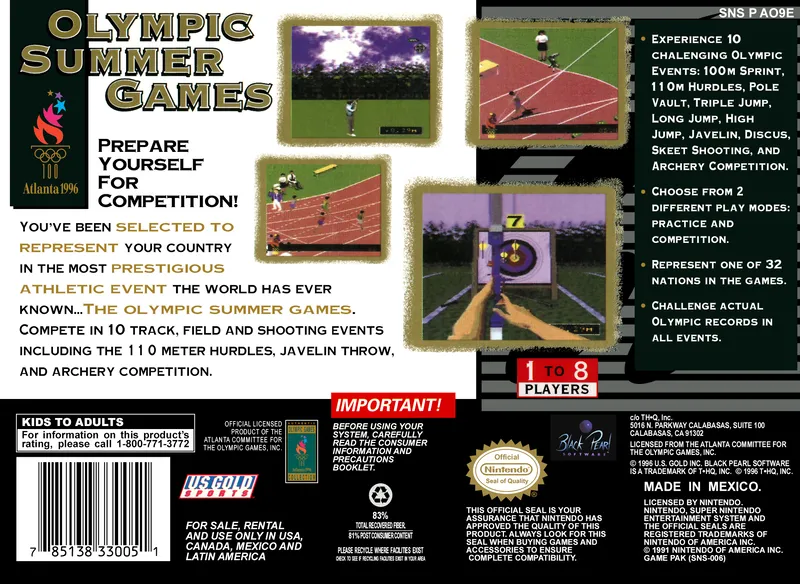 Olympic Summer Games box back