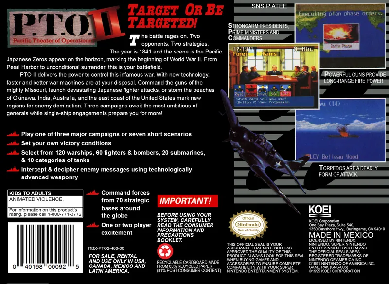 P.T.O. II: Pacific Theater of Operations box back
