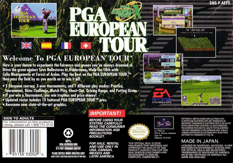 PGA European Tour box back