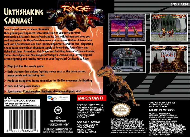 Primal Rage box back