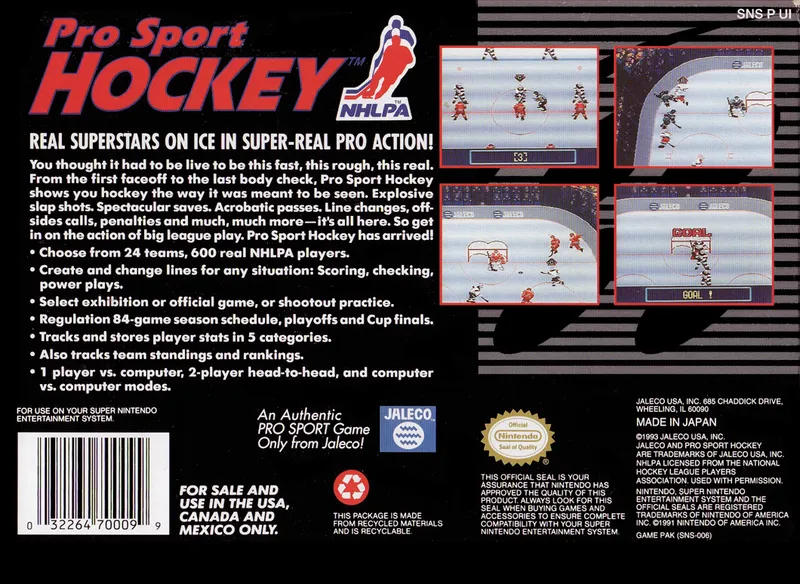 Pro Sport Hockey box back