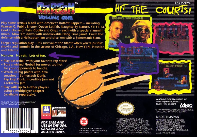Rap Jam: Volume One box back