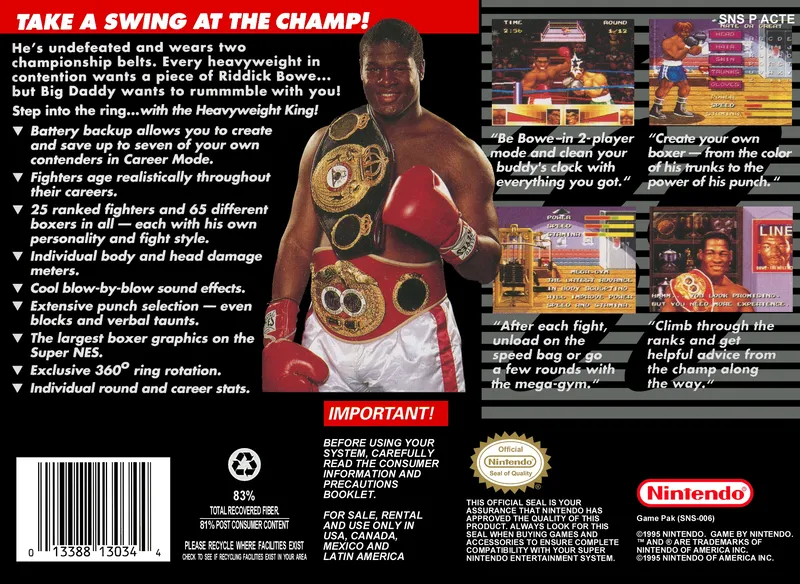 Riddick Bowe Boxing box back