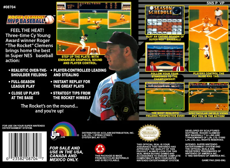 Roger Clemens' MVP Baseball box back