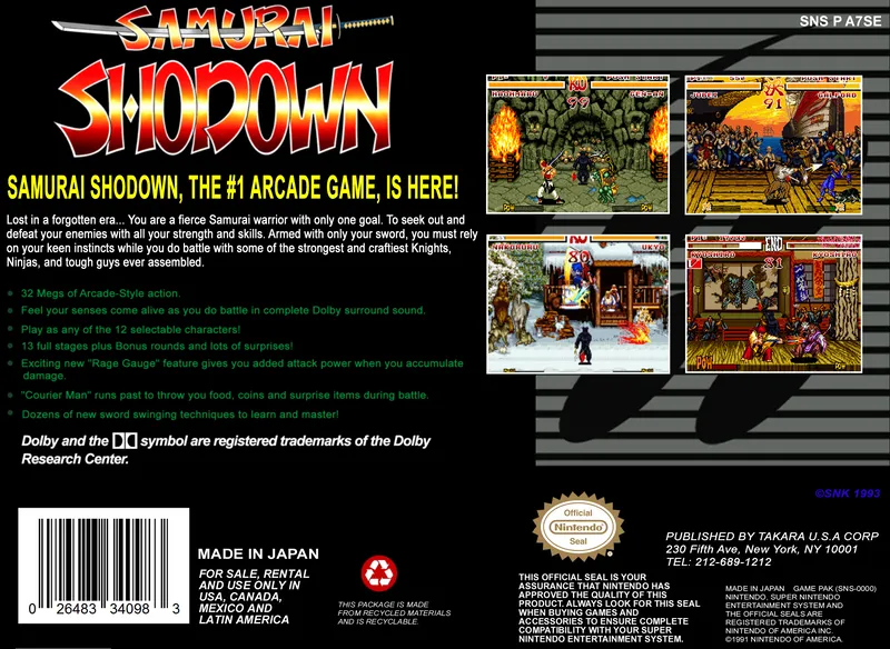 Samurai Shodown box back