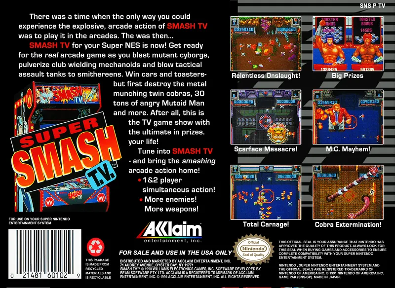 Super Smash T.V. box back