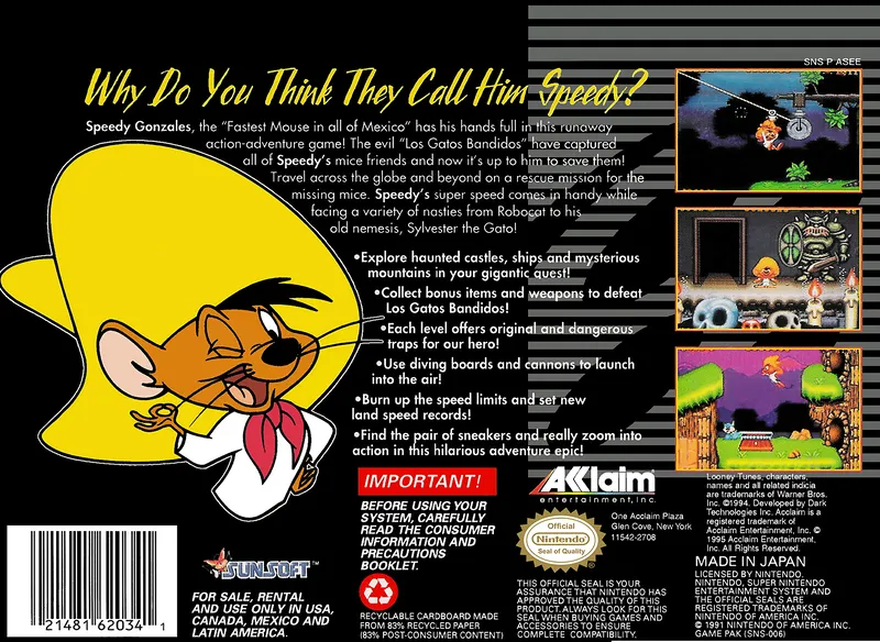 Speedy Gonzales: Los Gatos Bandidos box back