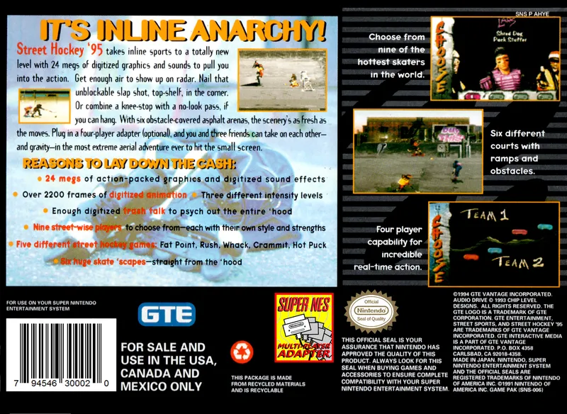 Street Sports: Street Hockey '95 box back