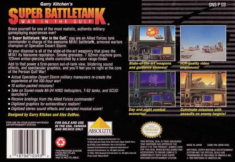 Super Battletank: War in the Gulf box back