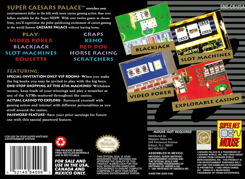 Super Caesars Palace box back