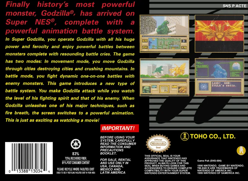 Super Godzilla box back