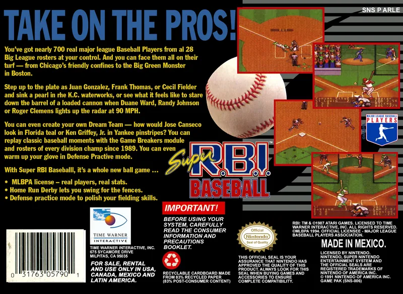 Super R.B.I. Baseball box back