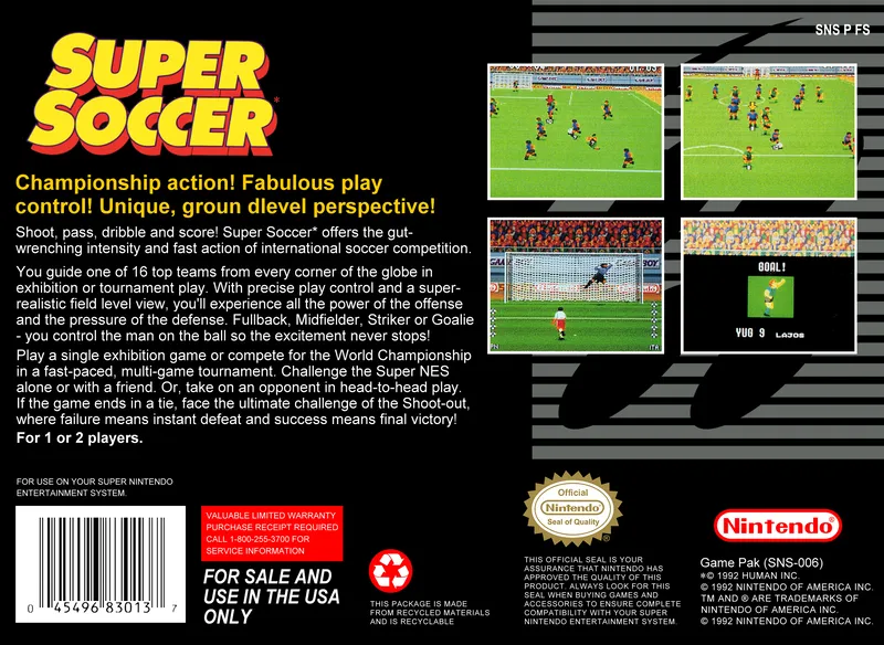 Super Soccer box back