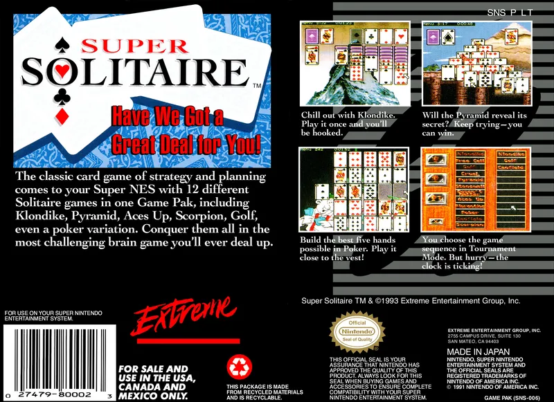 Super Solitaire box back