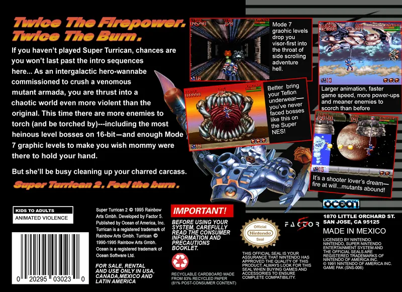 Super Turrican 2 box back