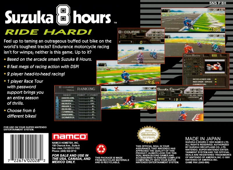 Suzuka 8 Hours box back