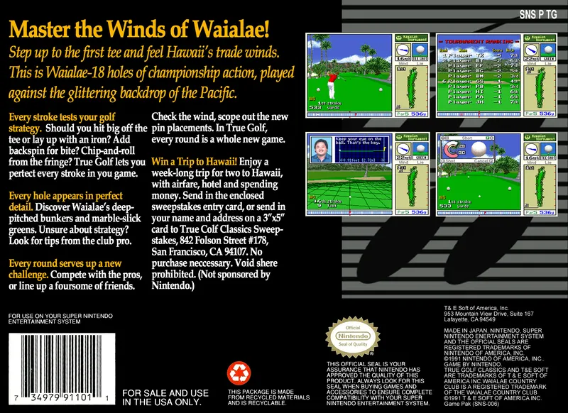 True Golf Classics: Waialae Country Club box back
