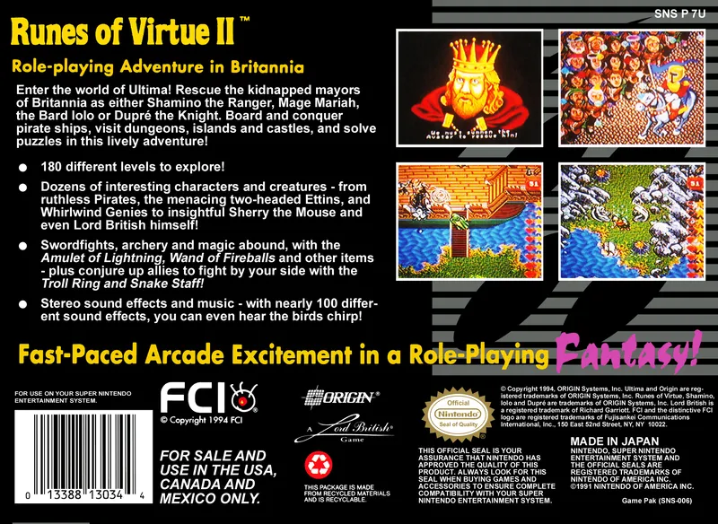 Ultima: Runes of Virtue II box back