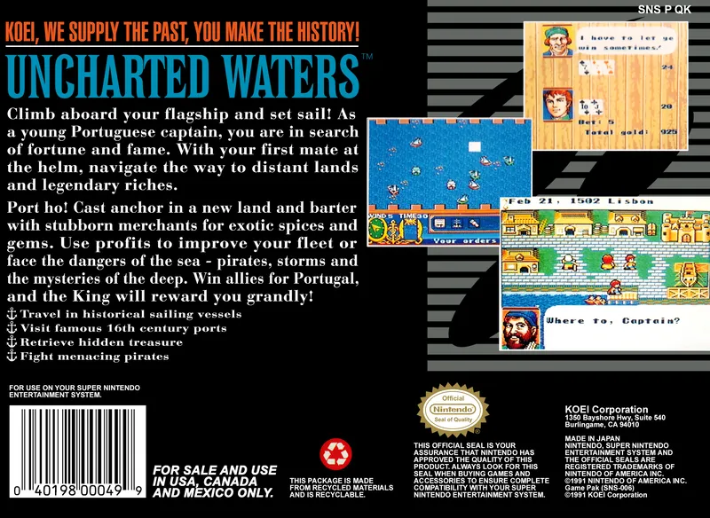 Uncharted Waters box back