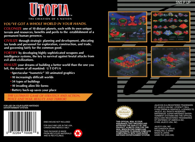 Utopia: The Creation of a Nation box back